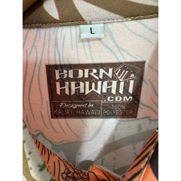 NIP New Born Hawaii Orange Vintage Hibiscus Flowers Button Down Shirt Dress L - Picture 4 of 4